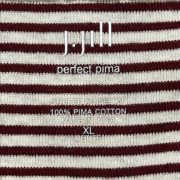 J. Jill Perfect Pima Top XL Beige Red Striped Solid Casual Neutral Soft Capsule - Picture 9 of 10